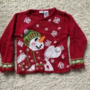 Girls Snowman Christmas Sweater